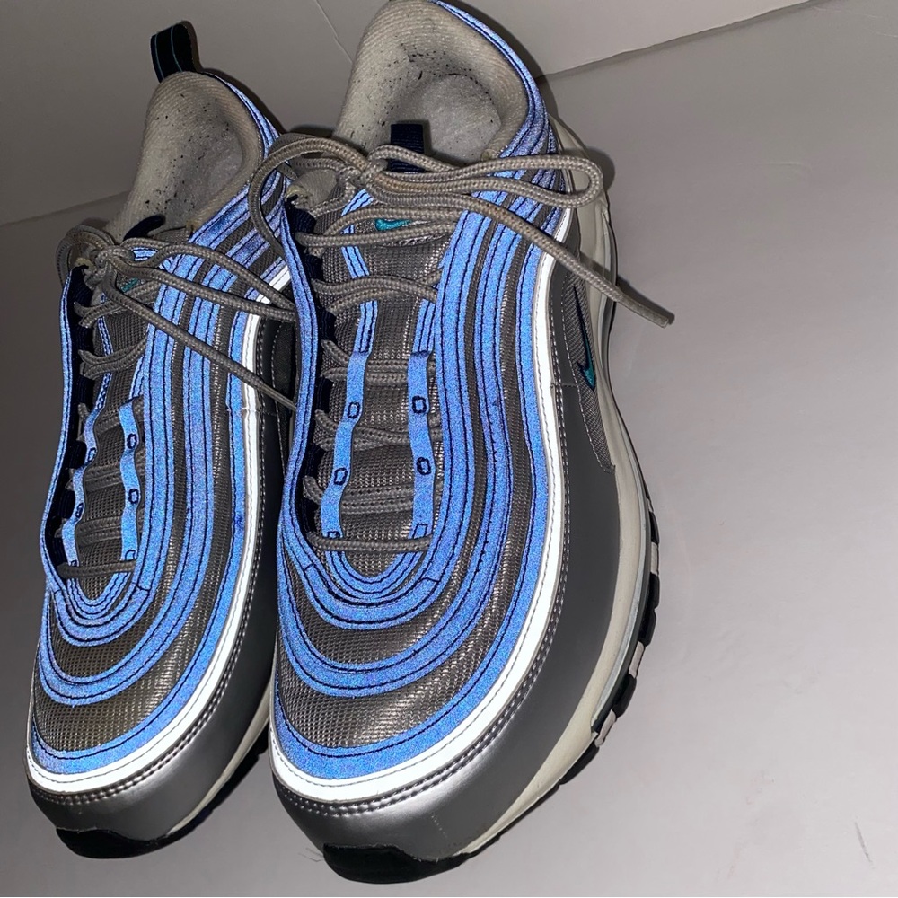 Nike Air Max Men Athletic Shoes - Blue, Gray, and White